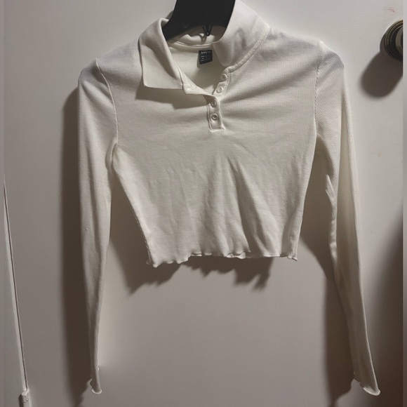 Shein White Collared Long Sleeve Top - Picture 1 of 2